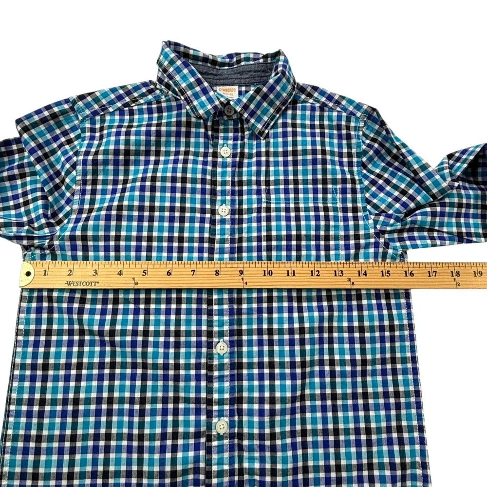 Gymboree Boys Kids Plaid Button Down Long Sleeve Shirt Size Medium 7-8‎
